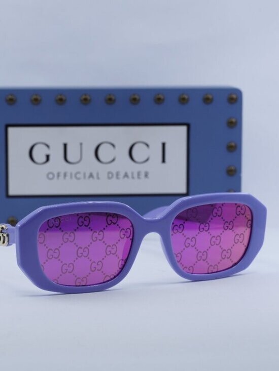 Gucci GG1535S 004 Rectangle Sunglasses - Lilac / Pink GG Pattern main image 6